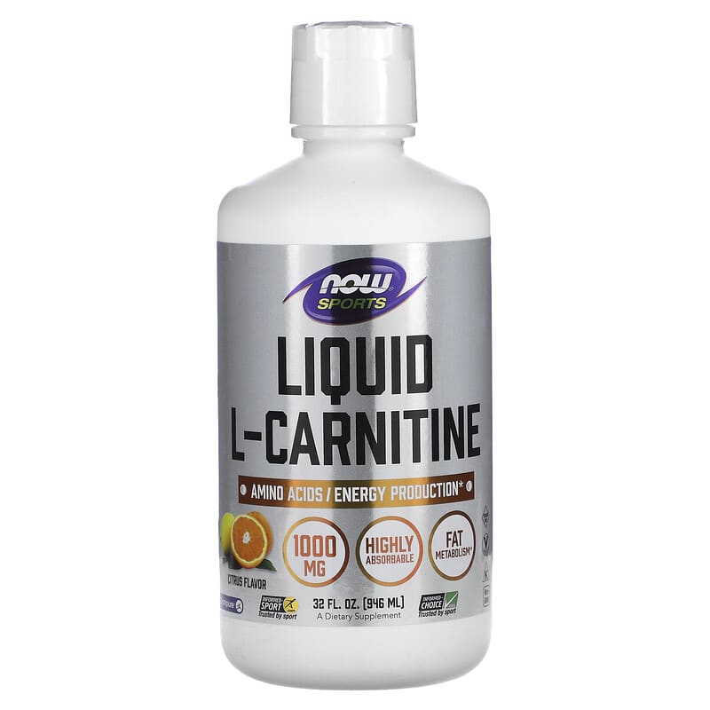NOW Foods Sports Liquid L-Carnitine Citrus 1,000 mg 32 fl oz (946 ml) 733739000699