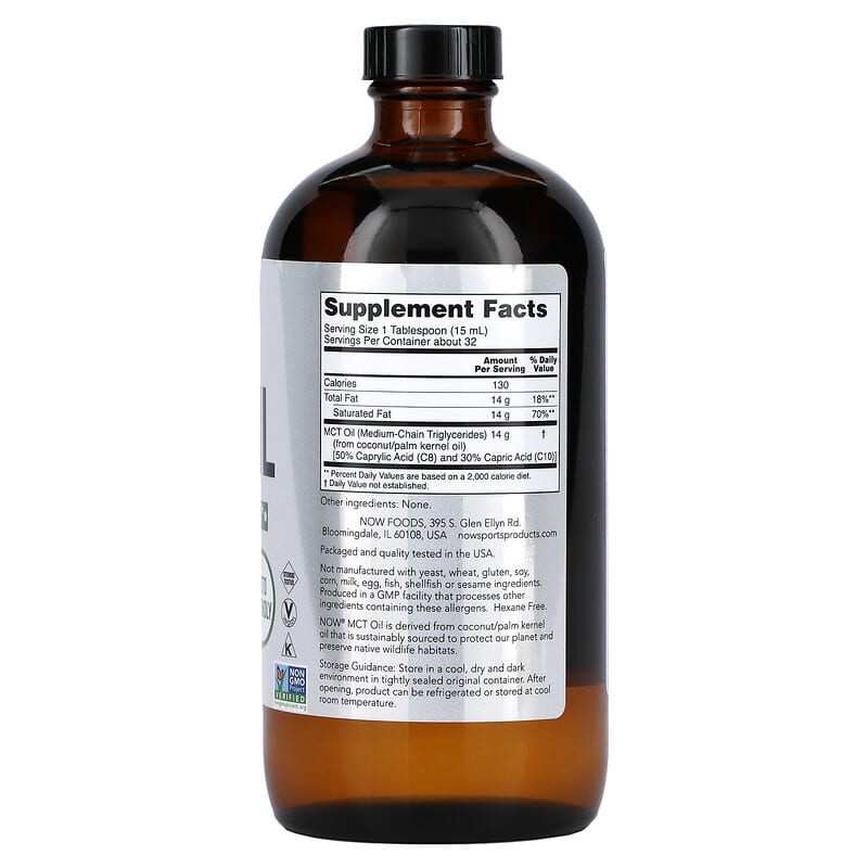 NOW Foods, Sports, MCT Oil, Unflavored, 16 fl oz (473 ml) 733739022110