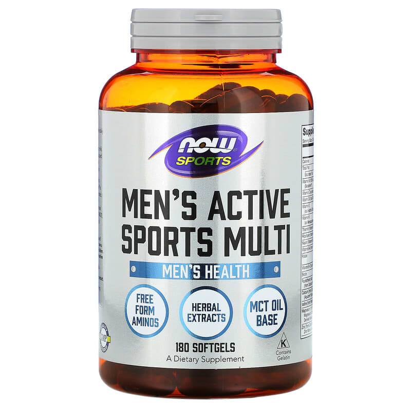 NOW Foods Sports Men's Active Sports Multi 180 Softgels 733739038913
