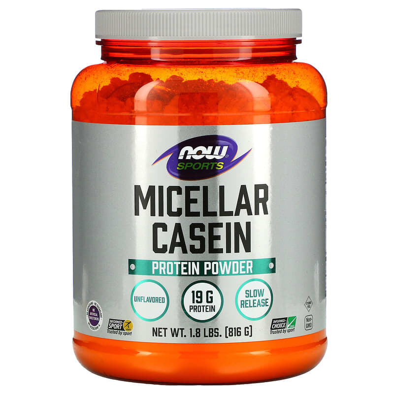 NOW Foods Sports Micellar Casein Protein Powder Unflavored 1.8 lbs (816 g) 733739021229