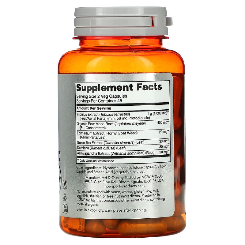 NOW Foods, Sports, Tribulus Extreme, Men's Health, 90 Veg Capsules 733739022738
