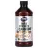 NOW Foods Sports Triple Strength L-Carnitine Liquid Citrus 3,000 mg 16 fl oz (473 ml) 733739000644