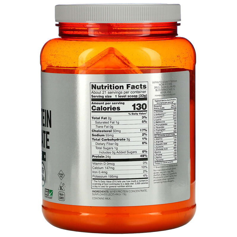 NOW Foods, Sports, Whey Protein Concentrate Protein Powder, Unflavored, 1.5 lbs (680 g) 733739022981