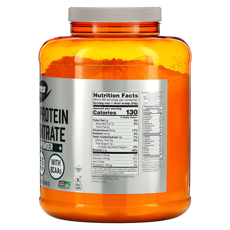 NOW Foods, Sports, Whey Protein Concentrate Protein Powder, Unflavored, 5 lbs (2268 g) 733739022998
