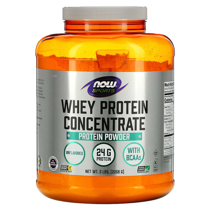NOW Foods Sports Whey Protein Concentrate Protein Powder Unflavored 5 lbs (2268 g) 733739022998