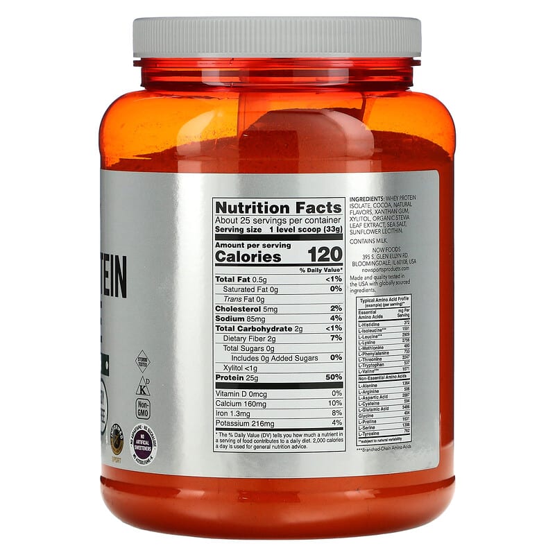 NOW Foods, Sports, Whey Protein Isolate, Creamy Chocolate, 1.8 lbs (816 g) 733739021625
