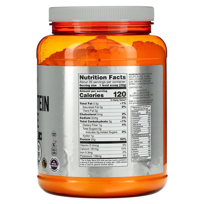 NOW Foods, Sports, Whey Protein Isolate, Creamy Vanilla, 1.8 lbs (816 g) 733739021601