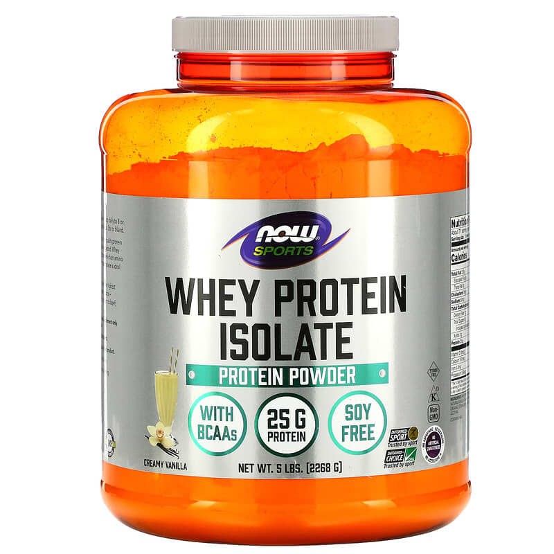 NOW Foods Sports Whey Protein Isolate Creamy Vanilla 5 lbs. (2268 g) 733739021595