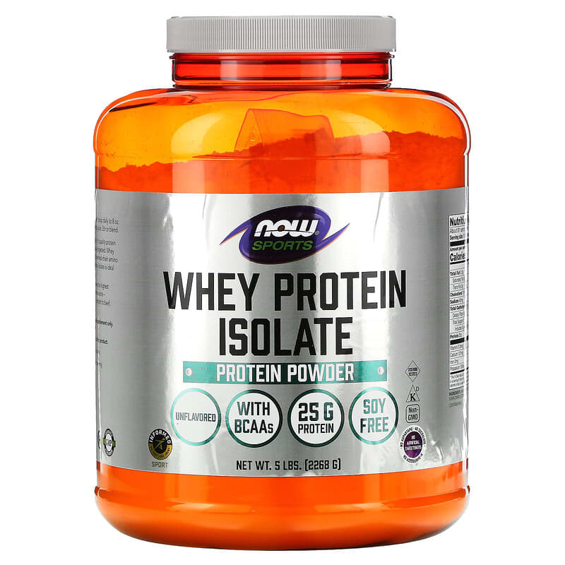 NOW Foods Sports Whey Protein Isolate Unflavored 5 lbs (2,268 g) 733739021748