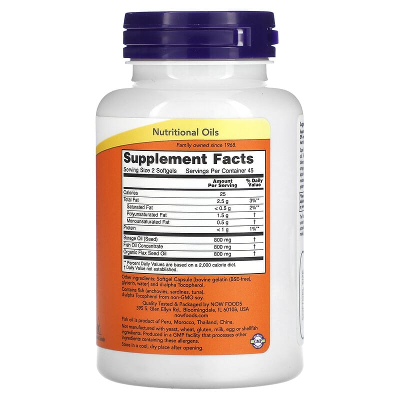 NOW Foods, Super Omega 3-6-9, 1,200 mg, 90 Softgels 733739018397