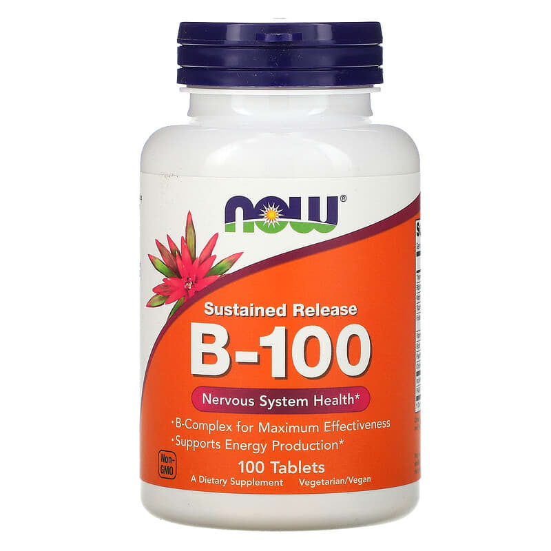 NOW Foods Sustained Release B-100 100 Tablets 733739004390