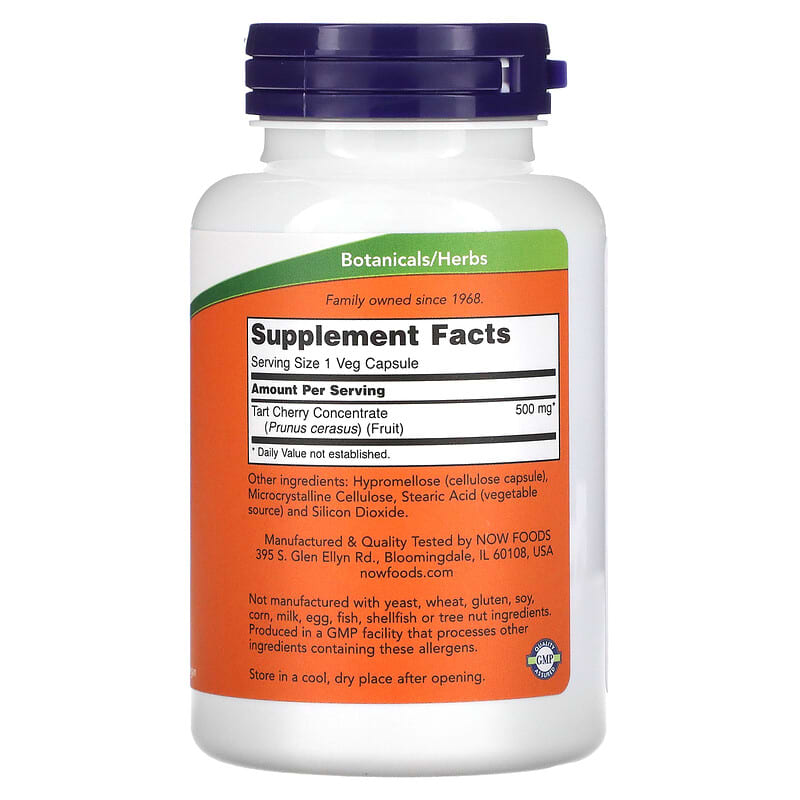 NOW Foods, Tart Cherry, 500 mg, 90 Veg Capsules 733739047861