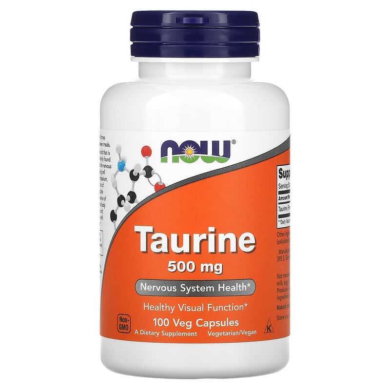NOW Foods Taurine 500 mg 100 Veg Capsules 733739001405
