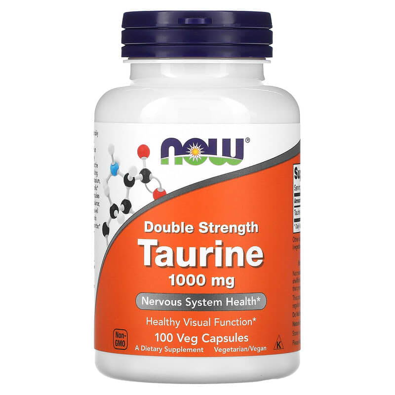 NOW Foods Taurine Double Strength 1,000 mg 100 Veg Capsules 733739001429