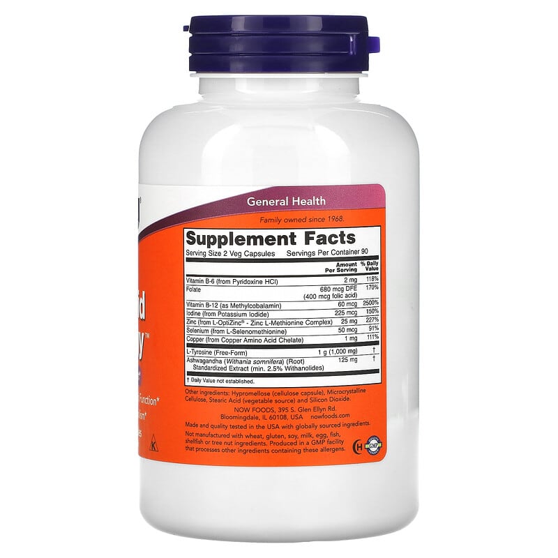 NOW Foods, Thyroid Energy, 180 Veg Capsules 733739033697
