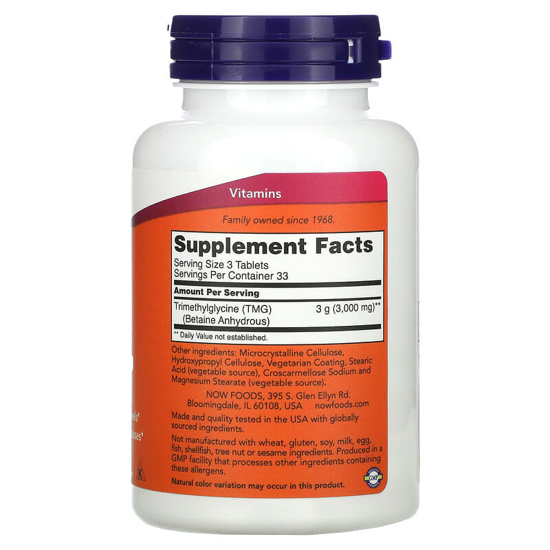 NOW Foods, TMG, 1,000 mg, 100 Tablets 733739004949