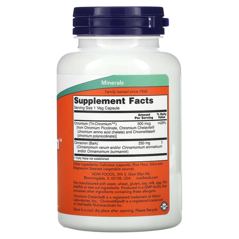 NOW Foods, Tri-Chromium, 500 mcg, 180 Veg Capsules 733739014269