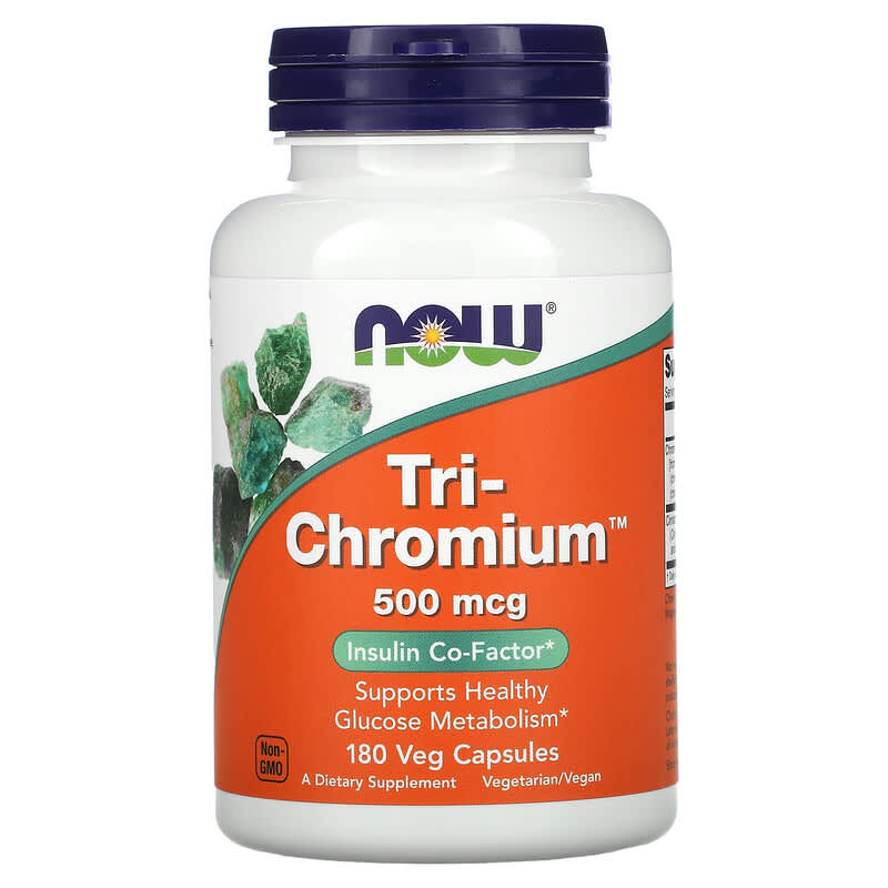 NOW Foods Tri-Chromium 500 mcg 180 Veg Capsules 733739014269