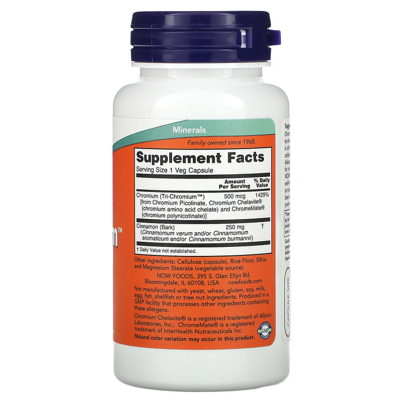 NOW Foods, Tri-Chromium, 500 mcg, 90 Veg Capsules 733739014283
