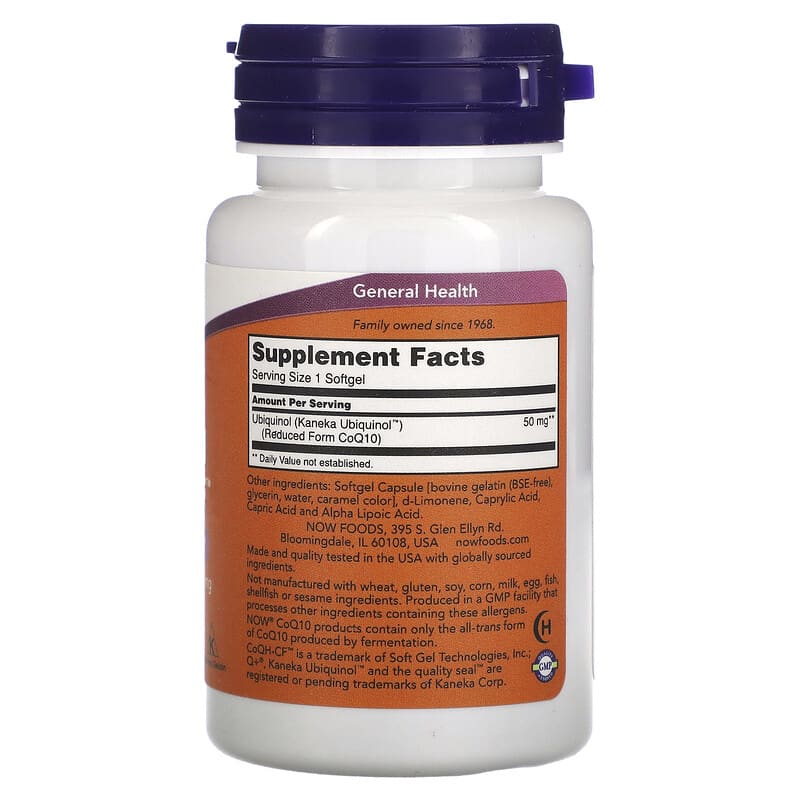 NOW Foods, Ubiquinol CoQH-CF, 60 Softgels 733739031457