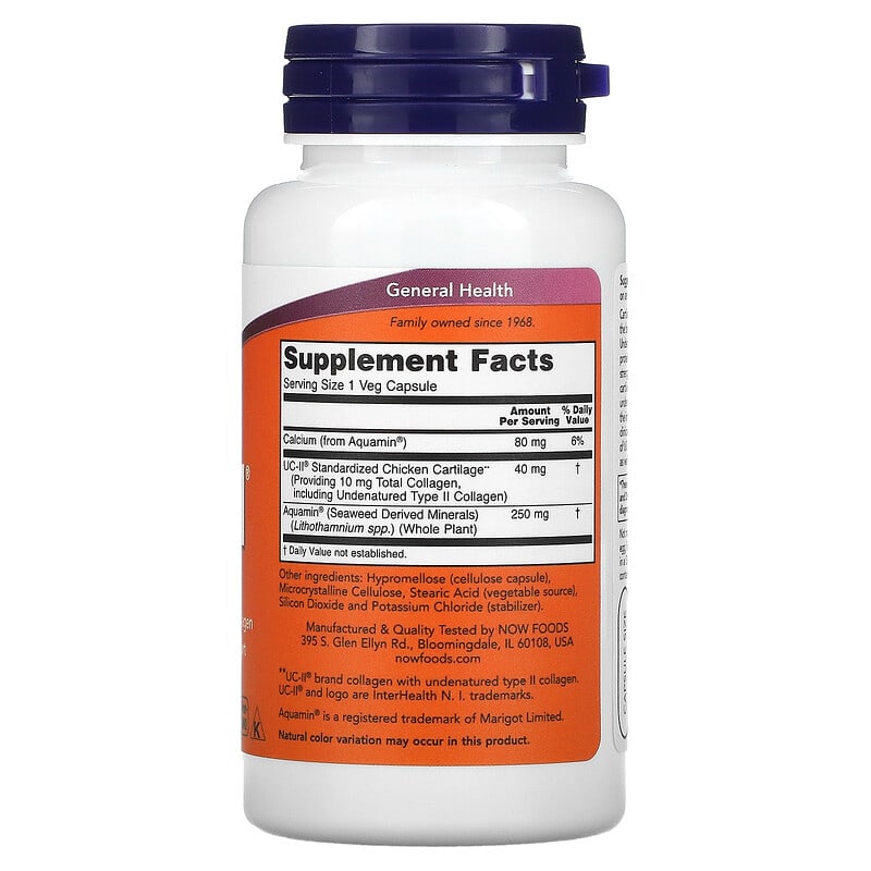 NOW Foods, UC-II Joint Health with Undenatured Type II Collagen, 120 Veg Capsules 733739031365