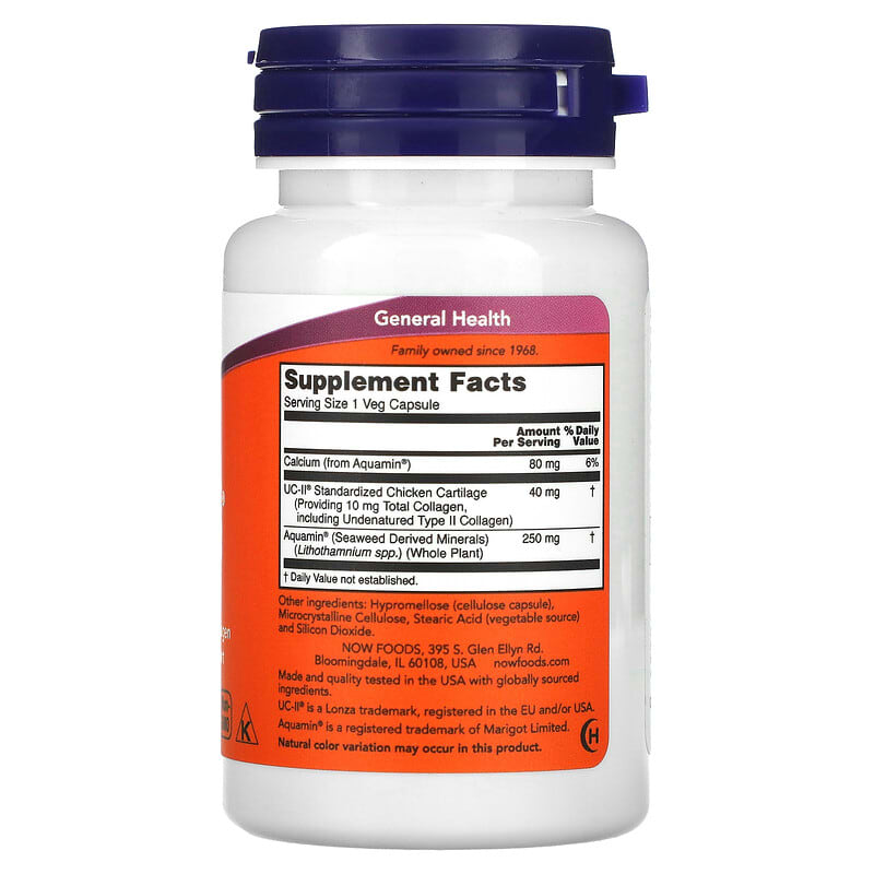 NOW Foods, UC-II Joint Health with Undenatured Type II Collagen, 60 Veg Capsules 733739031341