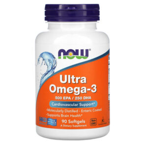 NOW Foods Ultra Omega-3 500 EPA/250 DHA 90 Enteric Coated Softgels 733739016614