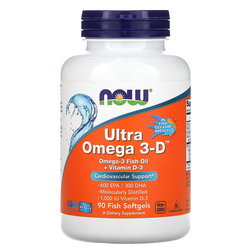 NOW Foods Ultra Omega 3-D 600 EPA/300 DHA 90 Fish Softgels 733739016638