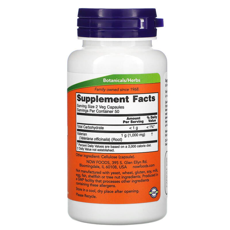 NOW Foods, Valerian Root, 500 mg, 100 Veg Capsules 733739047700