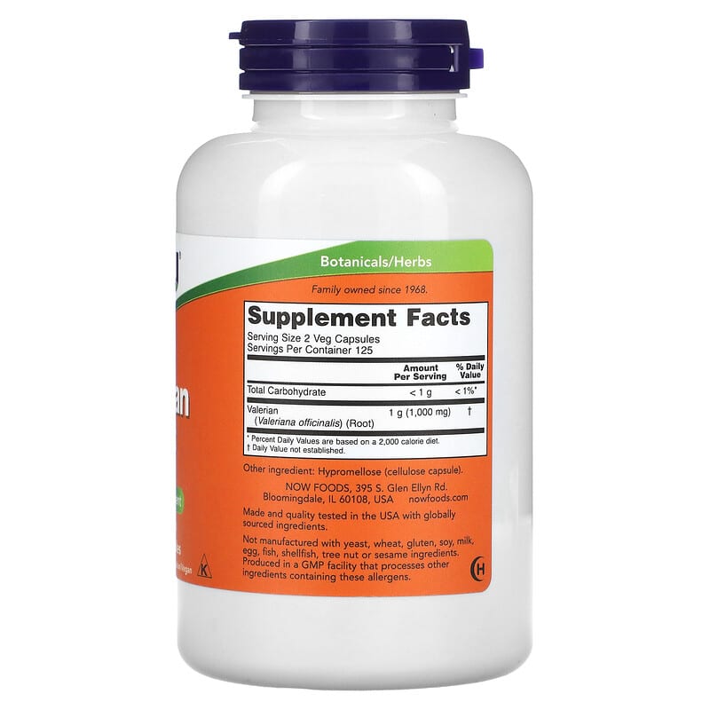 NOW Foods, Valerian Root, 500 mg, 250 Veg Capsules 733739047717
