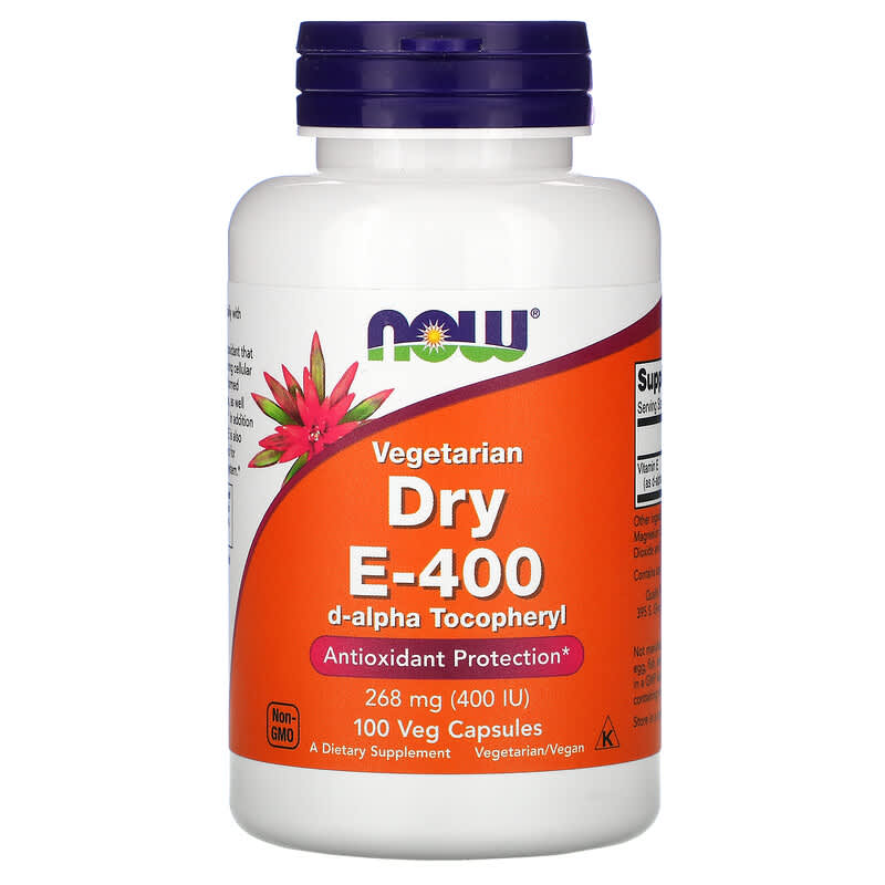 NOW Foods Vegetarian Dry E-400 268 mg (400 IU) 100 Veg Capsules 733739008503