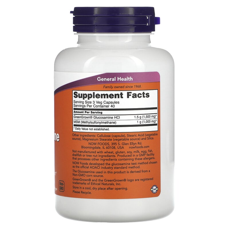 NOW Foods, Vegetarian Glucosamine & MSM, 120 Veg Capsules 733739031303