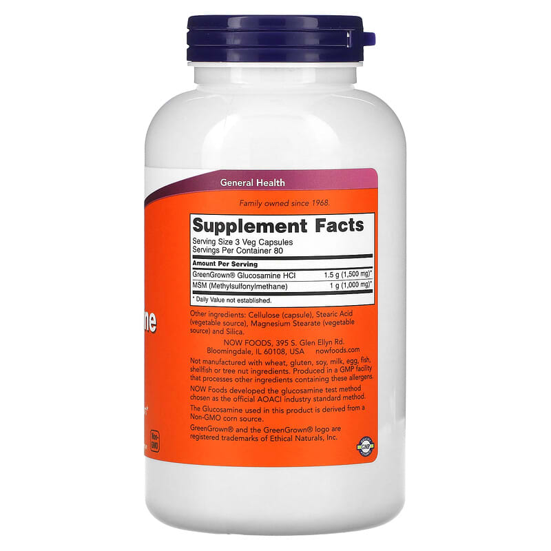 NOW Foods, Vegetarian Glucosamine & MSM, 240 Veg Capsules 733739031310
