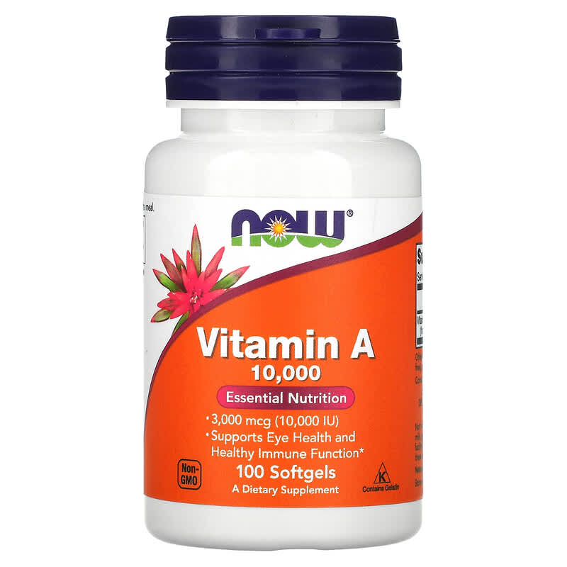 NOW Foods Vitamin A 10,000 IU 100 Softgels 733739003300