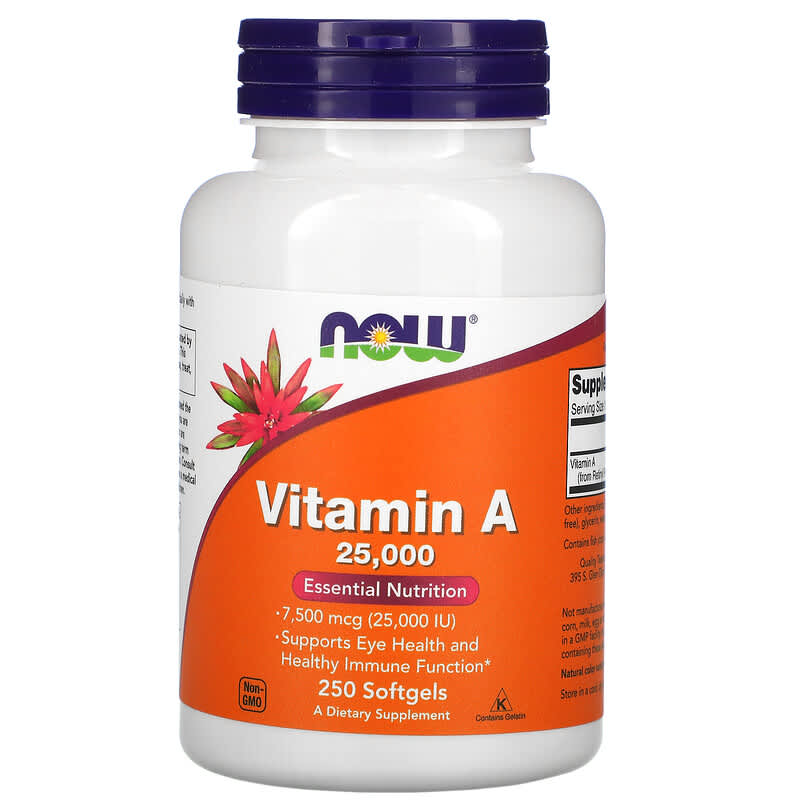 NOW Foods Vitamin A 25,000 IU 250 Softgels 733739003423