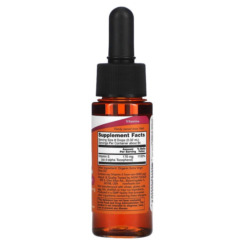 NOW Foods, Vitamin E-Oil, Antioxidant Protection, 1 fl oz (30 ml) 733739009203