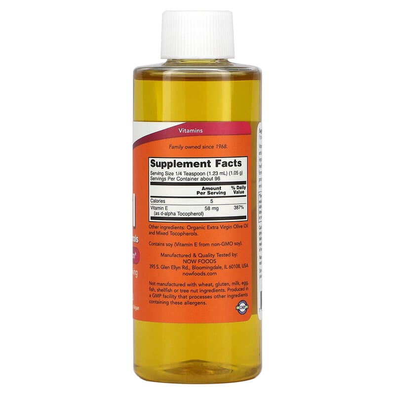 NOW Foods, Vitamin E-Oil with Mixed Tocopherols, 4 fl oz (118 ml) 733739009302