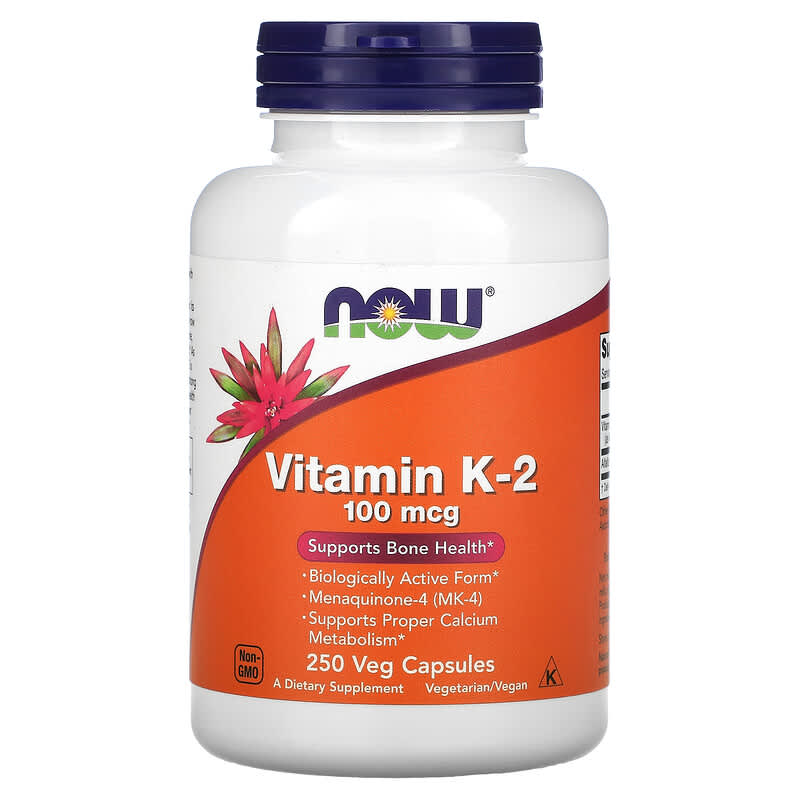 NOW Foods Vitamin K-2 100 mcg 250 Veg Capsules 733739009913