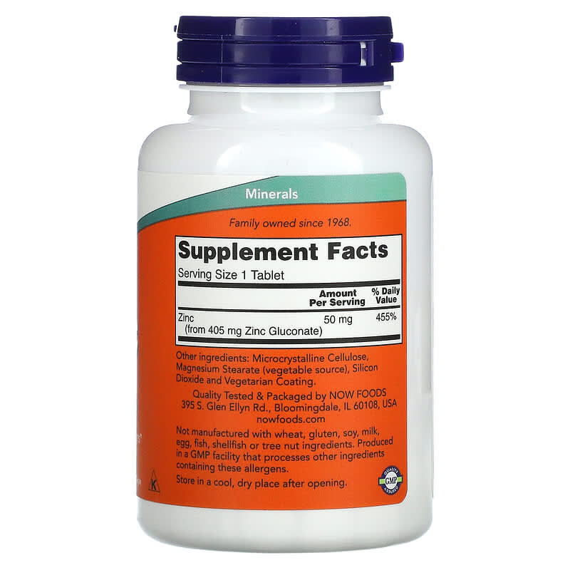 NOW Foods, Zinc, 50 mg, 250 Tablets 733739015228