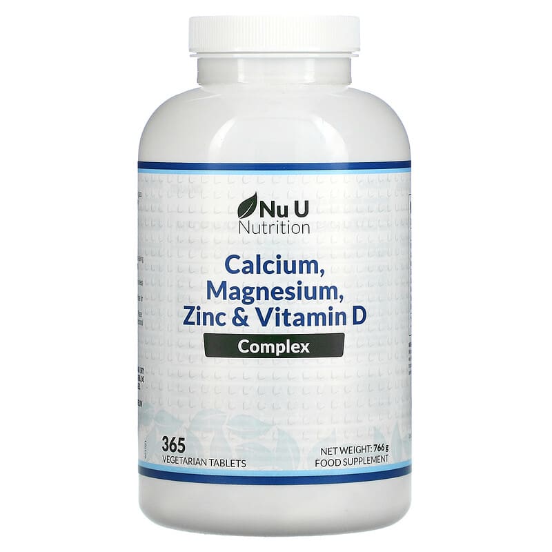 Nu U Nutrition Calcium Magnesium Zinc & Vitamin D Complex 365 Vegetarian Tablets 810028760028