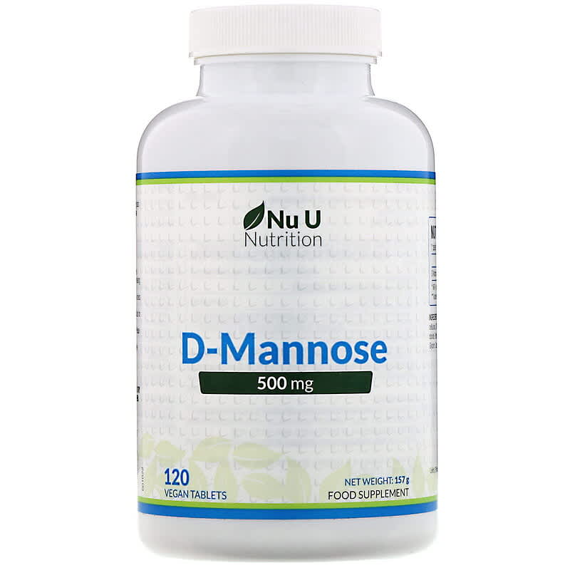Nu U Nutrition D-Mannose 500 mg 120 Vegan Tablets 810028760035
