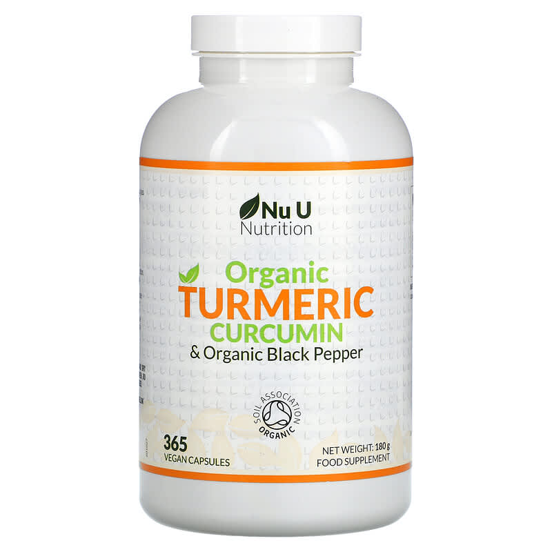 Nu U Nutrition Organic Turmeric Curcumin & Organic Black Pepper 365 Vegan Capsules 810028760097