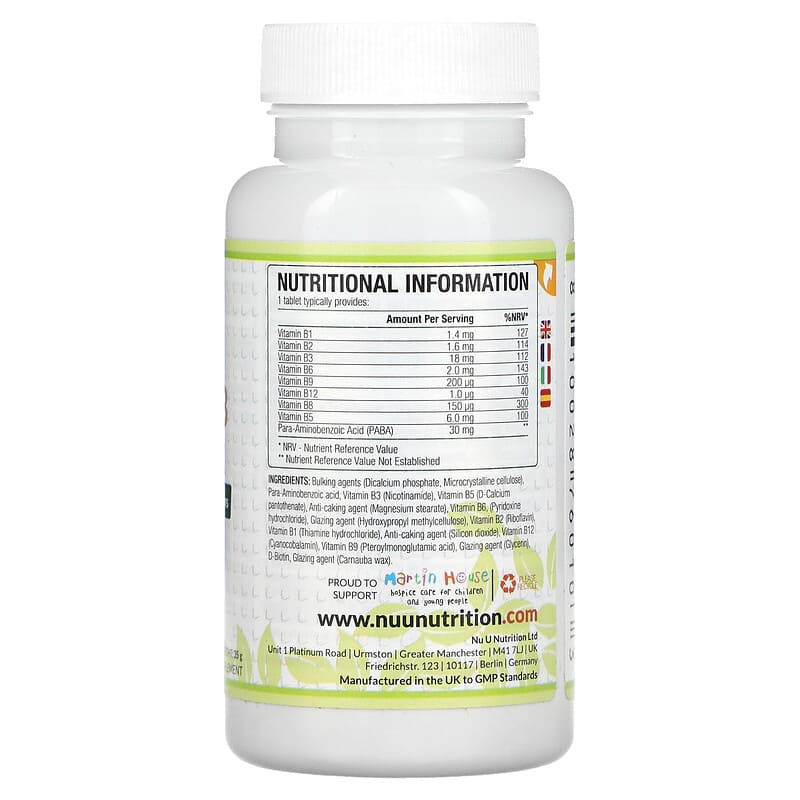 Nu U Nutrition, Vitamin B Complex, 180 Vegan Tablets 810028760103