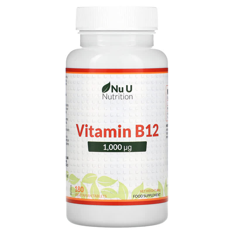 Nu U Nutrition Vitamin B12 1,000 µg 180 Vegetarian Tablets 810028760110