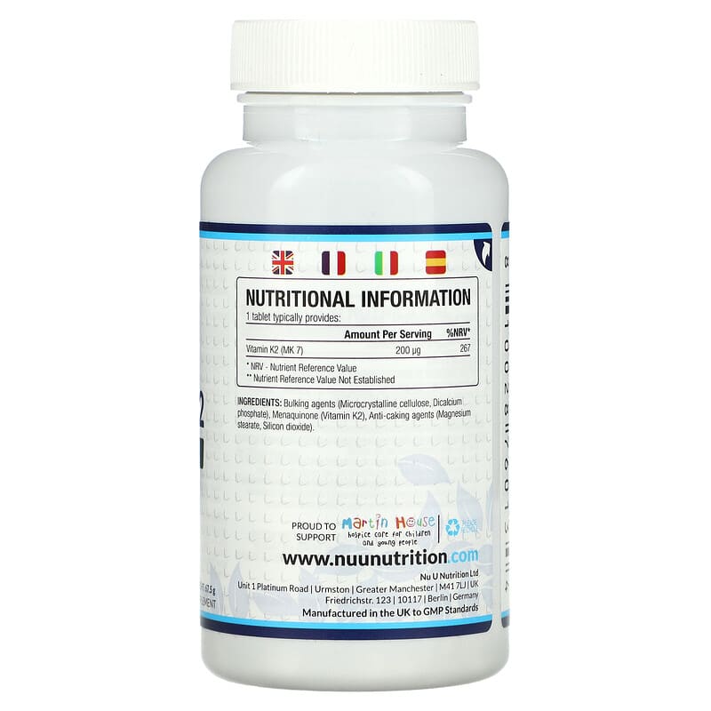 Nu U Nutrition, Vitamin K2, 365 Vegan Tablets 810028760134