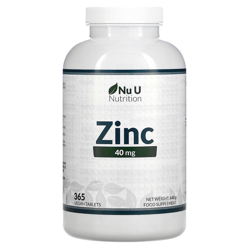 Nu U Nutrition Zinc 40 mg 365 Vegan Tablets 810028760158