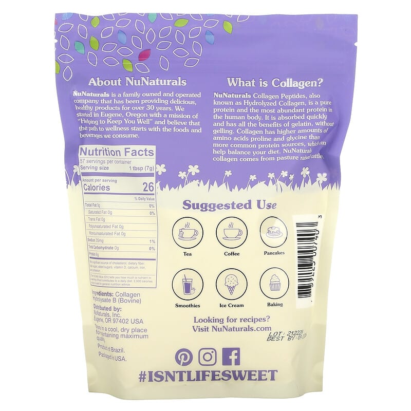 NuNaturals, Collagen Peptides, 14 oz (397 g) 739223007403