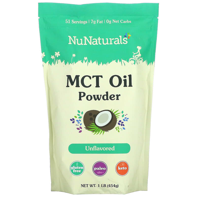 NuNaturals MCT Oil Powder Unflavored 1 lb (454 g) 739223009858