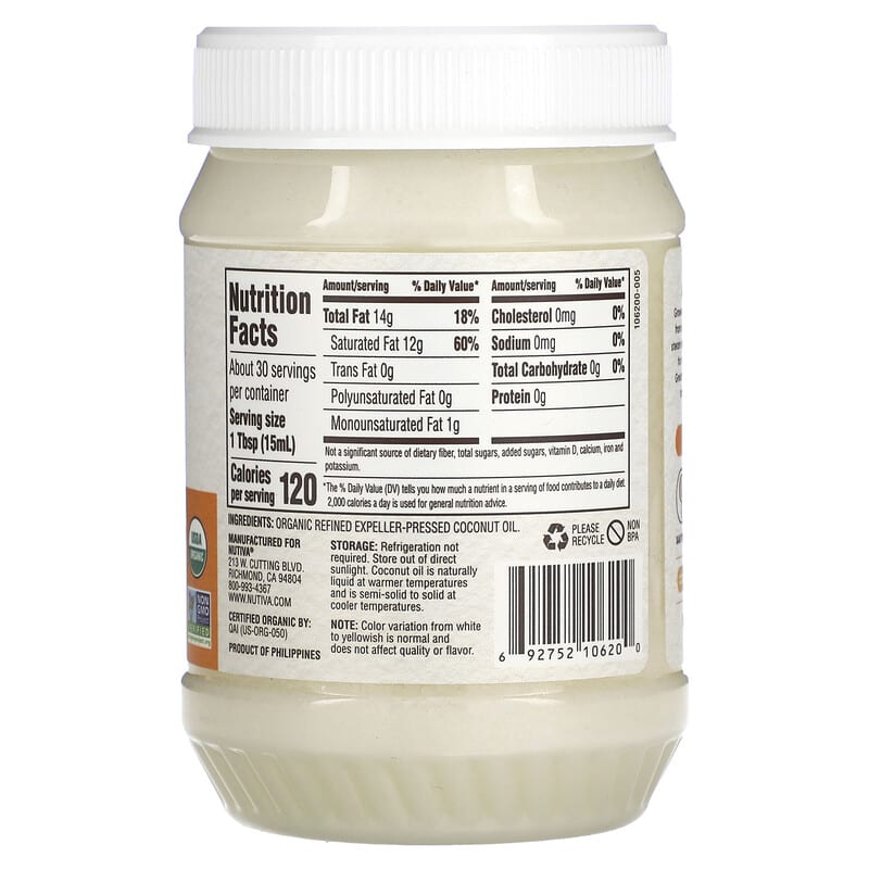 Nutiva, All-Purpose Cooking Oil, Organic Coconut Oil, 15 fl oz (444 ml) 692752106200