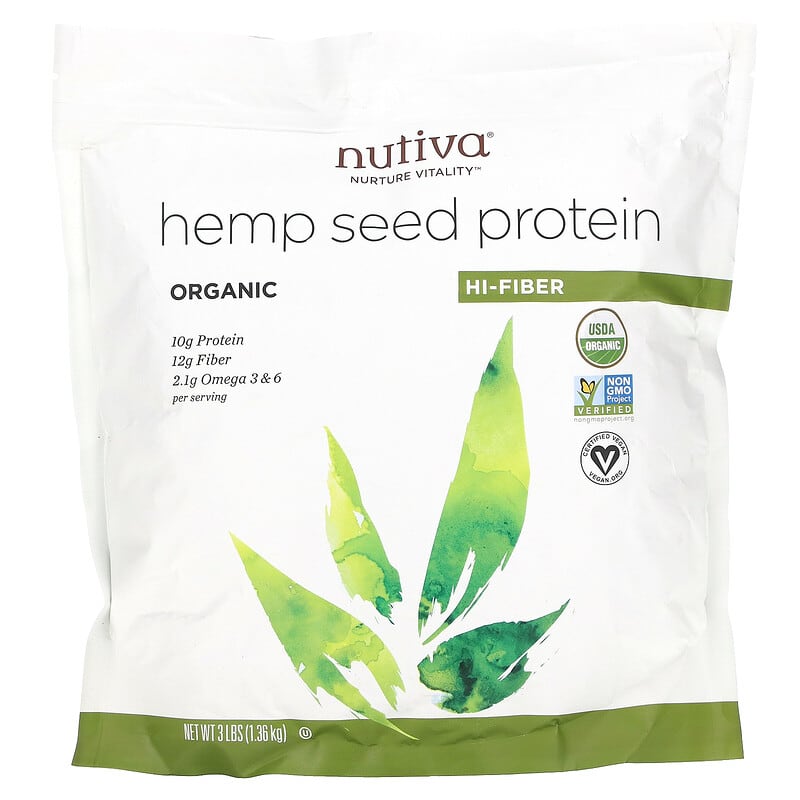 Nutiva Organic Hemp Protein Hi-Fiber 3 lbs (1.36 kg) 692752103001
